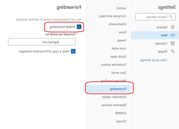 Outlook settings view 2